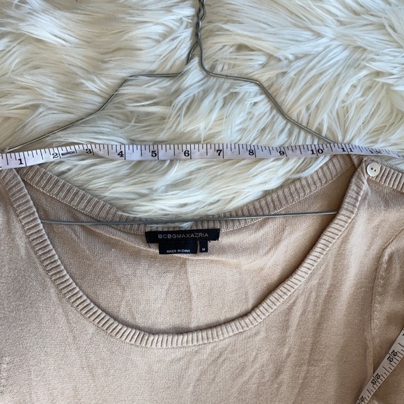 BCBGMaxAzria blue brown tan color block scoop neck ribbed sweater dress sz M - Picture 11 of 17